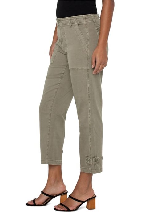 Utility Crop Cargo Cinched Leg Pewter Green Jeans