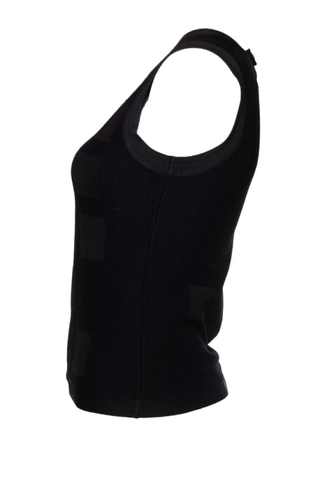 black woven top with structured print - Image 3