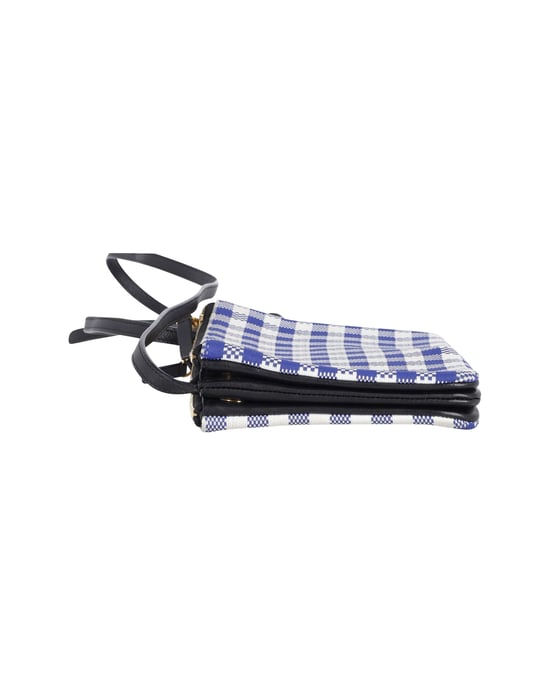 Celine Trio Gingham Crossbody Bag in Blue and White Cotton - Image 5