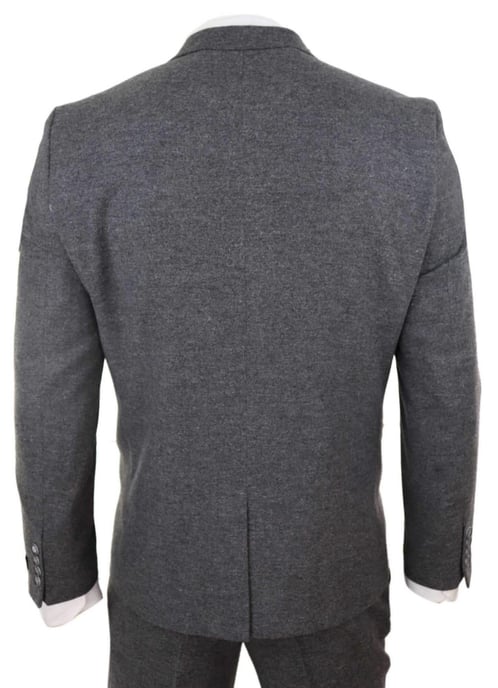 Heren 3-delig Grijs Wol Tweed Vintage Retro Pak - Image 6