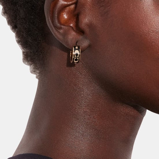 Kissing C Small Enamel Huggie Earrings - Image 2