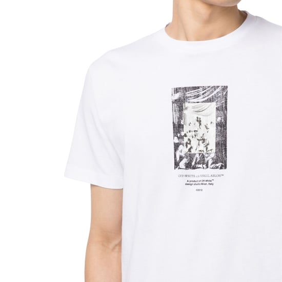 Off-White Paint Mirror Logo Slim Fit White T-Shirt