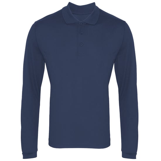 Premier Mens Long Sleeve Coolchecker Pique Polo Shirt (Navy)