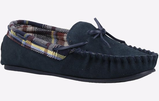 Cotswold Chatsworth Dames Suède Navy Slippers - Image 2