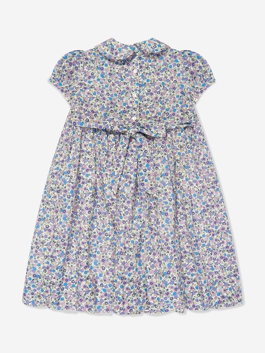 Sarah Louise Girls Cotton Flower Dress in Purple
