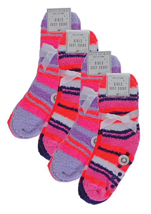 Sock Snob - 8 Paar Meisjes Slof Sokken | Zachte Pluizige Gestreepte Bed Sokken - Strepen - Image 2
