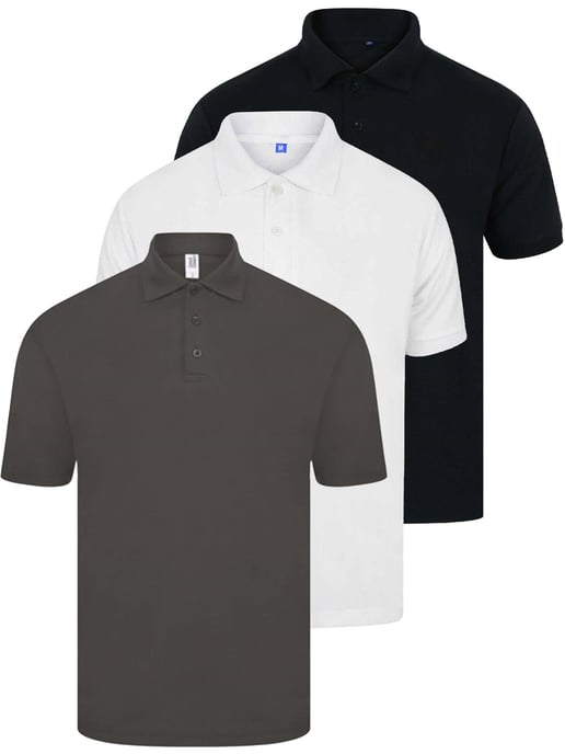Kruze | Mens Polo Shirts (3 Pack) - BLK/CHAR/WHT