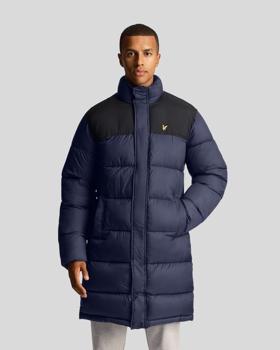 Lyle & Scott lang gewatteerd marineblauw pufferjack - Image 1
