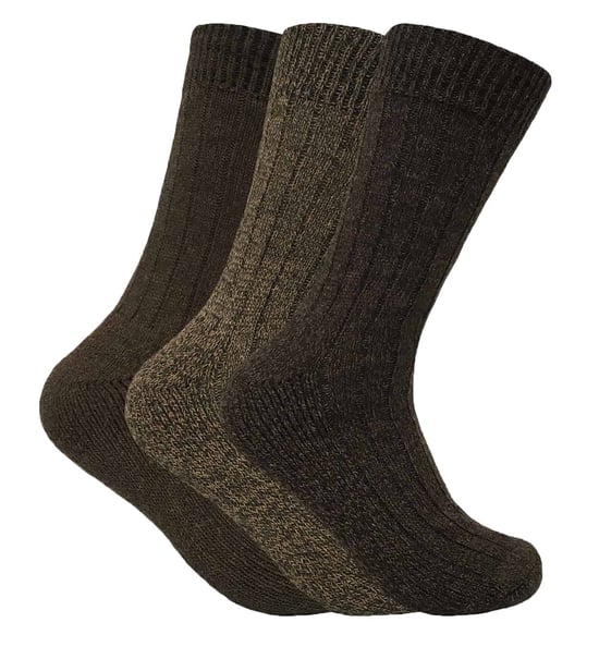 Set van 3 dikke wandelsokken van warme wolmix voor heren - Bruin - Image 1