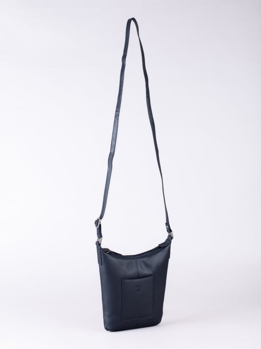 Talkin Medium Leather Cross Body Bag in Navy - Image 5
