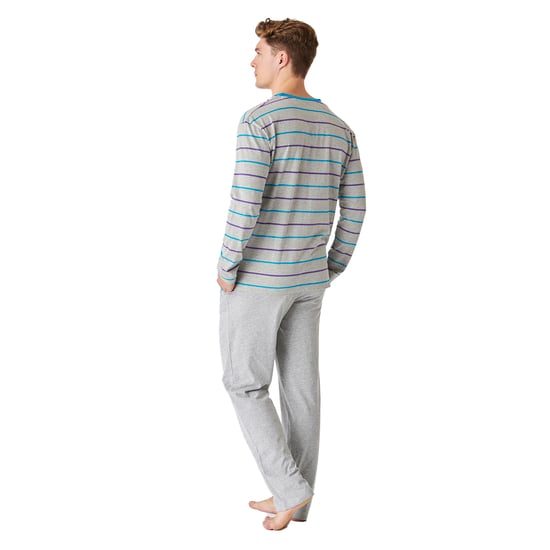 Men's long-sleeved cotton pajamas with a half-zip JJBEP5500