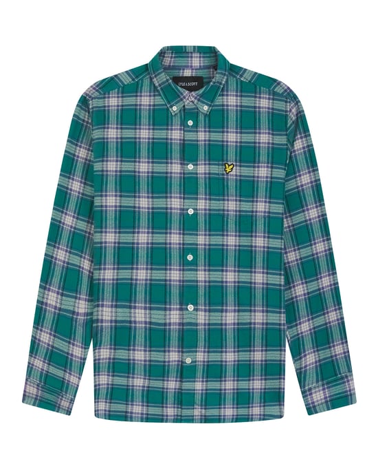 Lyle & Scott Men's Check Flannel Shirt in Green