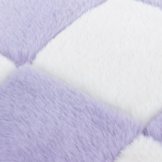 Heya Home Cozee Check Faux Fur Polyester Filled Cushion