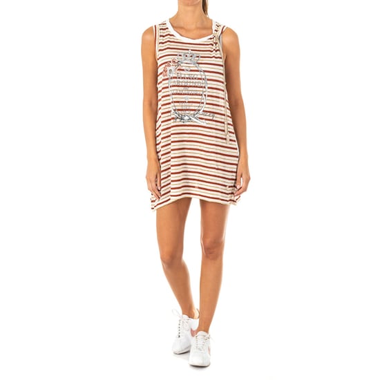 Sleeveless dress with round neck LWRE31 woman