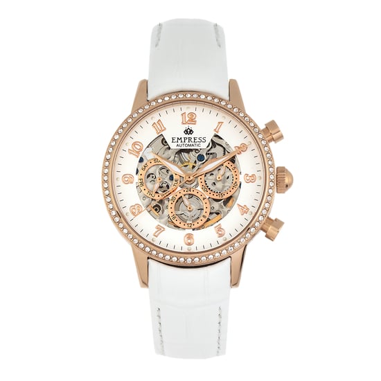 Keizerin Beatrice Automatische Skeletdial Horloge met Leren Band en Dag/Datum - Image 1