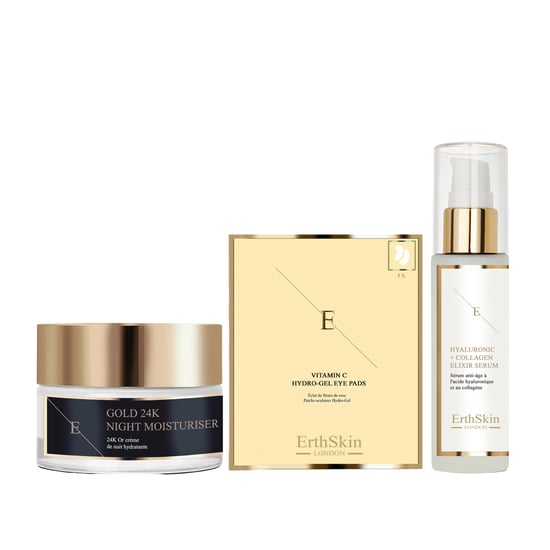 Anti-rimpel Nachtvochtinbrengende crème 24k Goud 50ml + Hyaluronzuur & Collageen Serum - 60ml + Vitamine C Hydrogel Oogpads x 5 - Image 1
