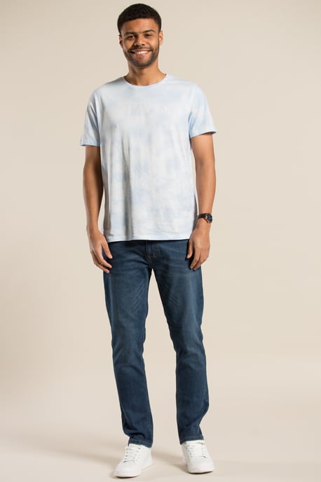 Light Blue Cotton Tie Dye Short Sleeve T-Shirt