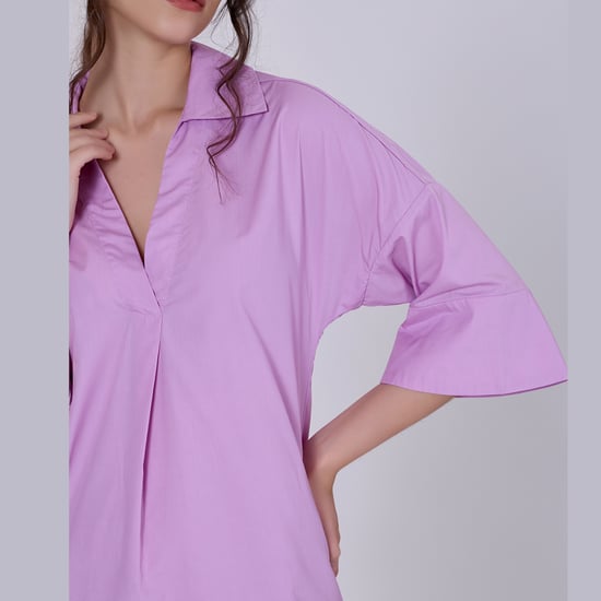 Katoen minimalistisch shirtjurk - Image 4