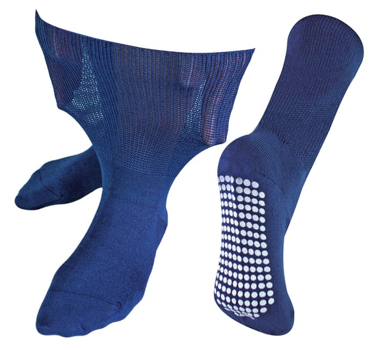 Dr.Socks - Extra brede oedeemsokken met grips - Marine - Image 1