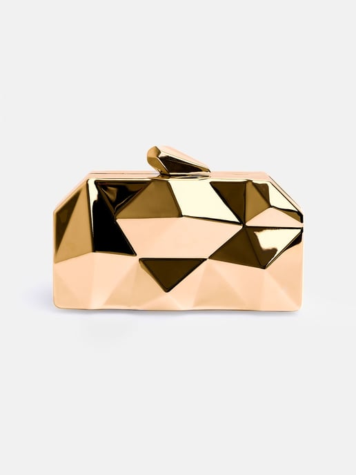 Where's That From Womens Melanie Geometric Pattern Clutch Bag In Gold