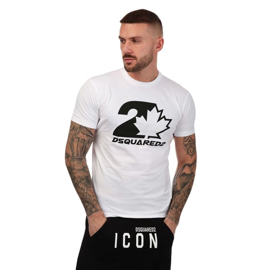 Heren Dsquared2 Esdoornblad Logo T-shirt In Wit - Image 1