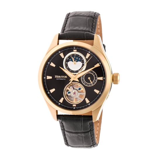 Heritor automatisch Sebastian semi-skelet lederen band horloge - Image 1