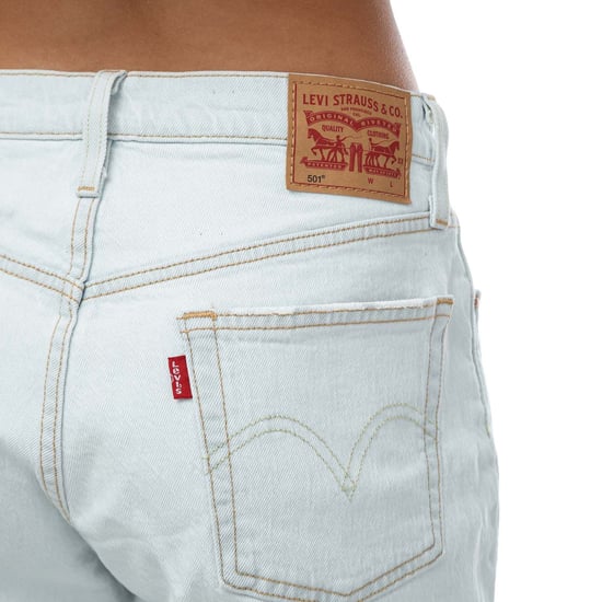 Women's Levis 501 Mid Thigh Shorts in Light Blue