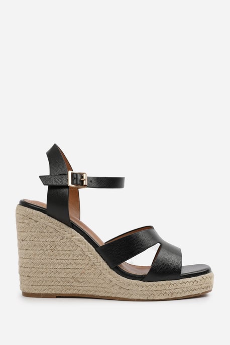 Wheres That From Womens 'Jaime' Wide Fit Cut Out Strap Detail Wedge Shoes With Buckle Closure