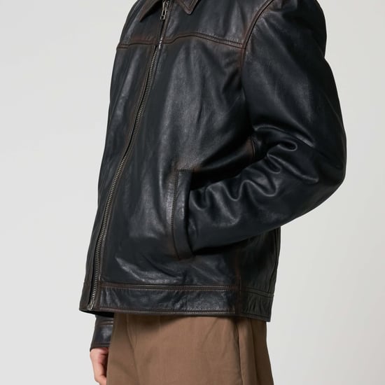 Barneys Originals Washed Leather Harrington