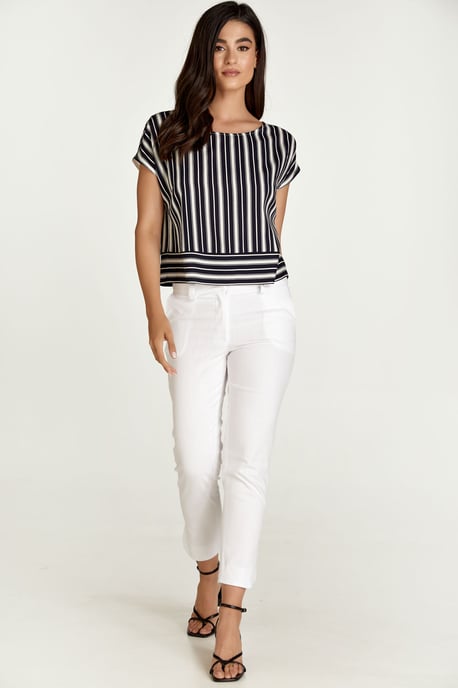 Navy gestreepte top met boothals - Image 4