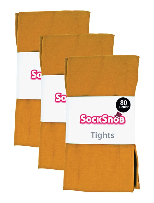 3 paar dames gekleurde ondoorzichtige 80 denier panty's - Mosterd - Image 2