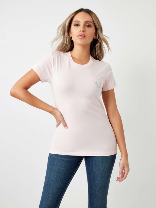 World Wide Glitter Tee in Strawberry Cream