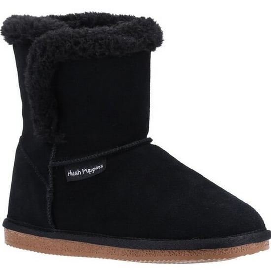 Hush Puppies Girls Ashlynn Suede Slippers (Black)