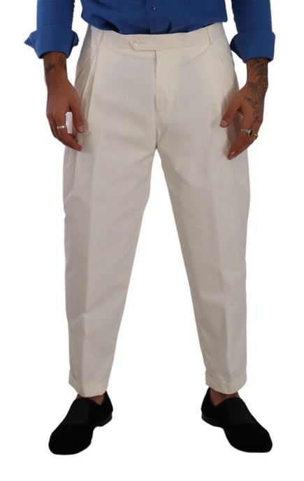 Dolce & Gabbana Witte Katoenen Stretch Dress Pants met Logo-details - Image 4