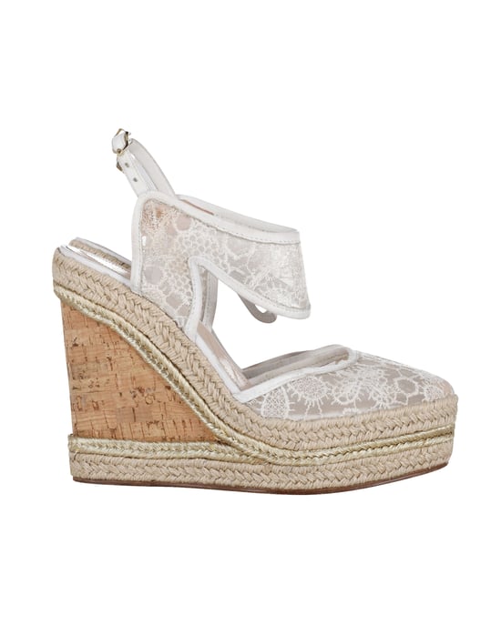 Nicholas Kirkwood High Heel Lace Wedges in Cream Synthetic - Image 1
