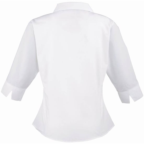 Premier 3/4 mouw Popeline Blouse / Gewoon werkoverhemd (Wit) - Image 2