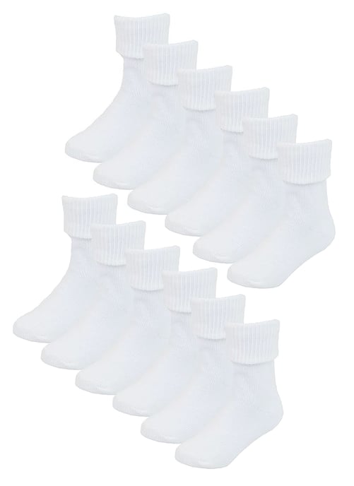 Set van 6 babysokken van katoen met omgeslagen bovenkant - Wit - Image 1