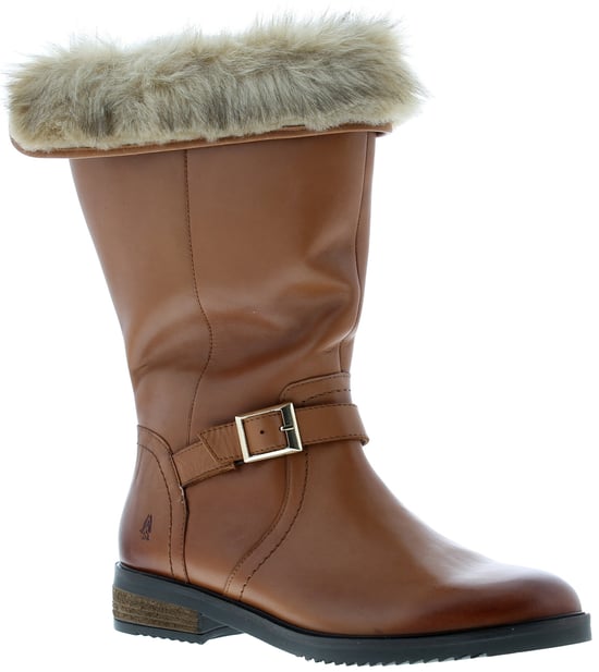 Hush puppies bonnie leer dames lange laarzen tan - Image 1