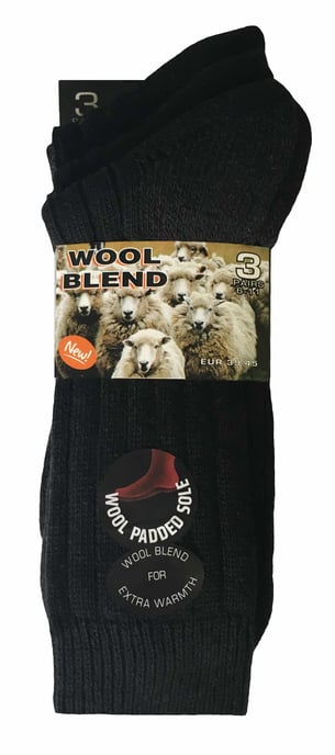 Set van 3 dikke wandelsokken van warme wolmix voor heren - Zwart - Image 2
