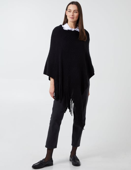 CERYS - Ribbed Fringe Hem Poncho