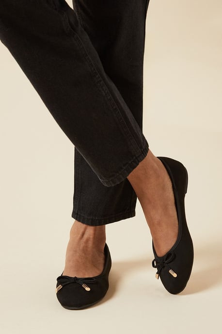 Wide Fit Peaches Bow Detail Ballet Pumps - Image 1