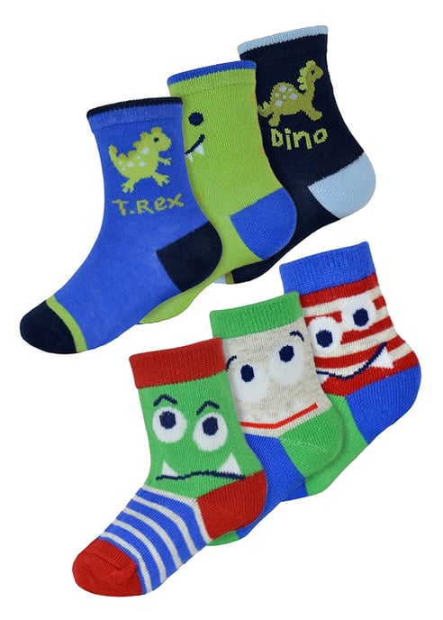 Set van 6 babysokken met monsters dinosauruspatroon voor jongens - Dinosaurus - Image 1
