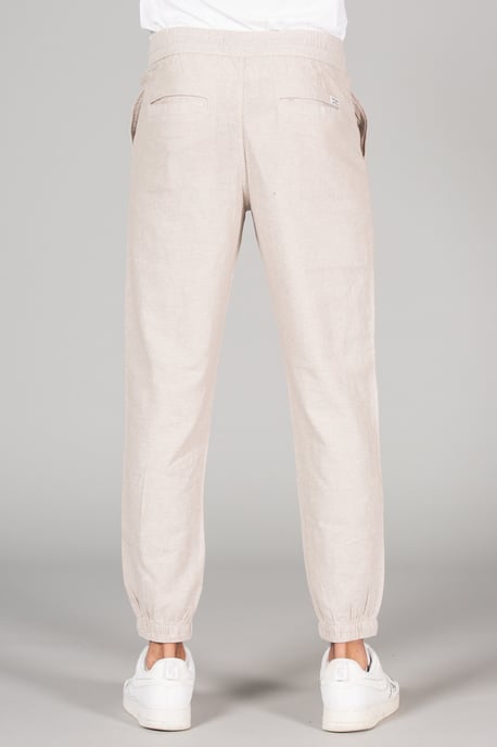 Beige Linen Blend Classic Fit Trousers