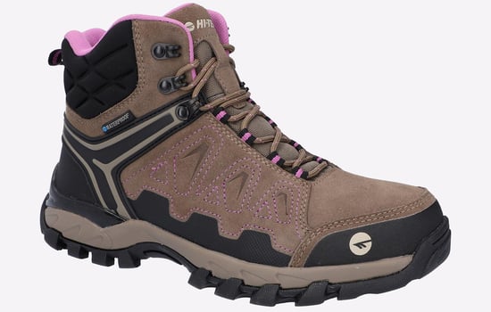 Hi-Tec V-Lite Explorer WP Koeienhuid Leren Wandelschoenen Voor Dames, Bruin/Lila - Image 2
