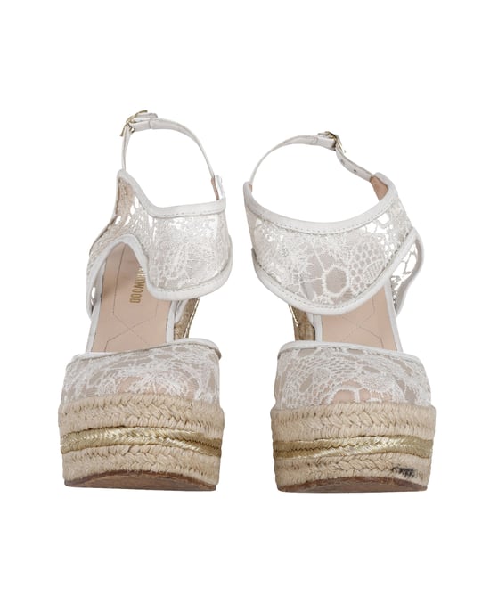 Nicholas Kirkwood High Heel Lace Wedges in Cream Synthetic - Image 2