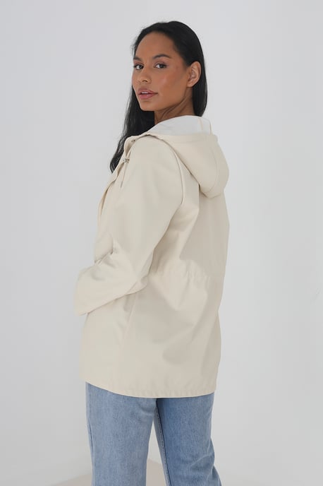 Cream 'Saffy' Hooded Rain Mac
