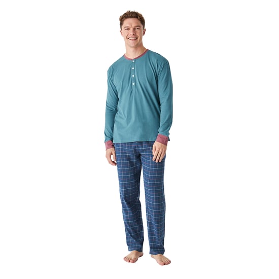 JJB12 Men's Long Sleeve Round Neck Cotton Pajamas