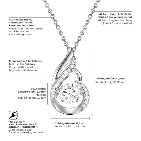 Necklace with pendant sterling silver zirconia white Rafaela Donata - Image 2