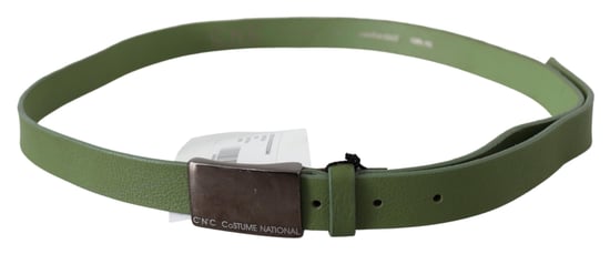 Costume National Men's Green Leather Silver Buckle Waist  Belt