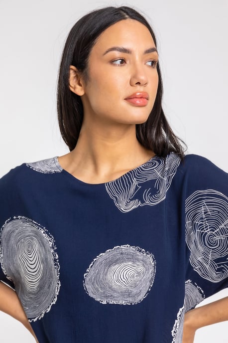 Linear Abstract Print Tunic Top